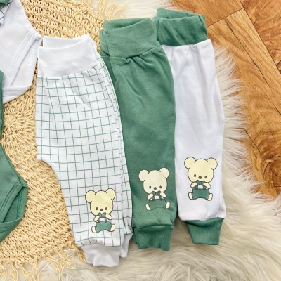  Kit 6 Peças - Ursinhos de Gravatinha - Verde e Branco